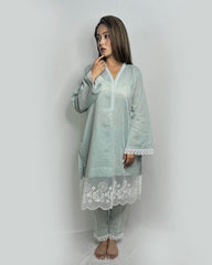 Pastel Blue Lace Co-ord Set for Women | Elegant Western Party Wear Outfit