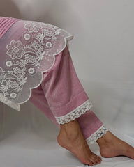 Pastel Onion Pink Lace Co-ord Set for Women | Elegant Western Party Wear