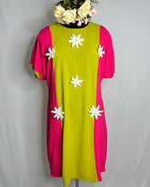 Elegant Dolman Sleeve Dress with White Organza Flower Detailing