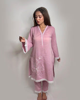 Pastel Onion Pink Embroidered Co-ord Set for Women | Elegant Festive & Party Wear