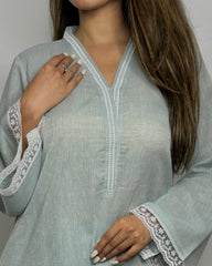 Pastel Blue Embroidered Co-ord Set – Elegant Designer Fusion Wear