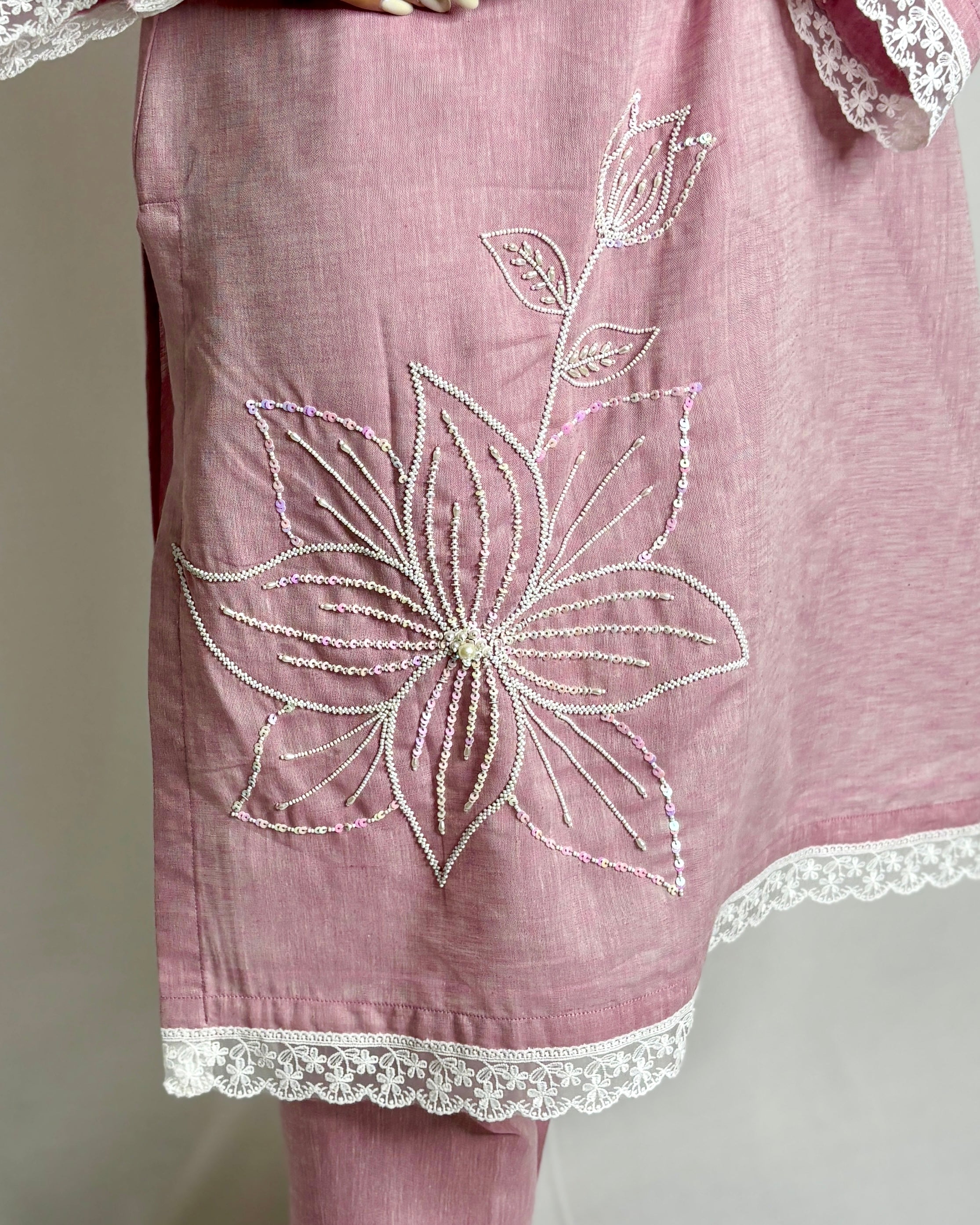 Pastel Onion Pink Embroidered Co-ord Set for Women | Elegant Festive & Party Wear