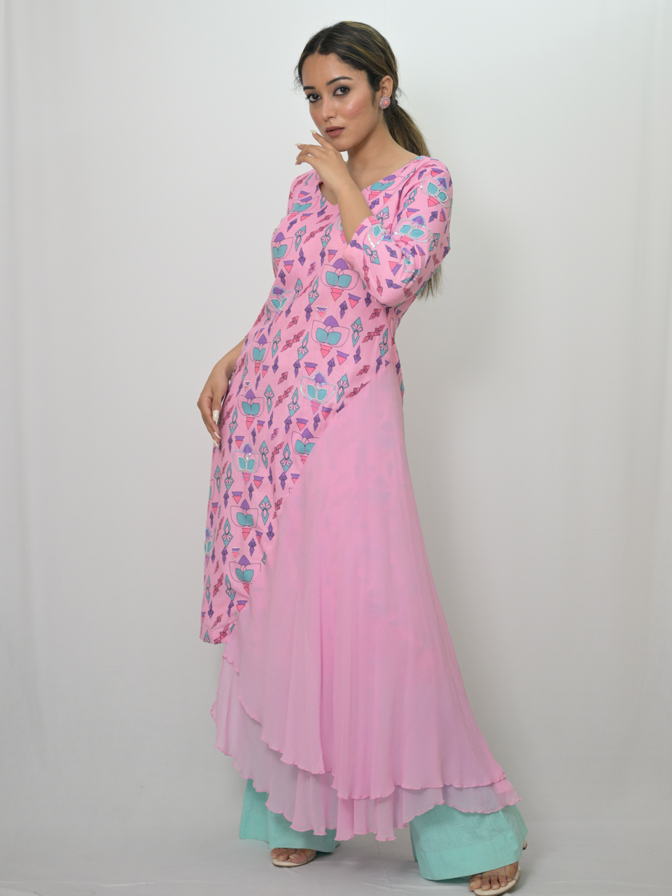 Shakti Diffuse Co-ord Set – Elegant Designer Fusion Wear for Women