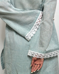 Pastel Blue Lace Co-ord Set for Women | Elegant Western Party Wear Outfit