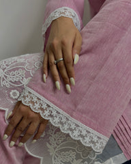 Pastel Onion Pink Lace Co-ord Set for Women | Elegant Western Party Wear