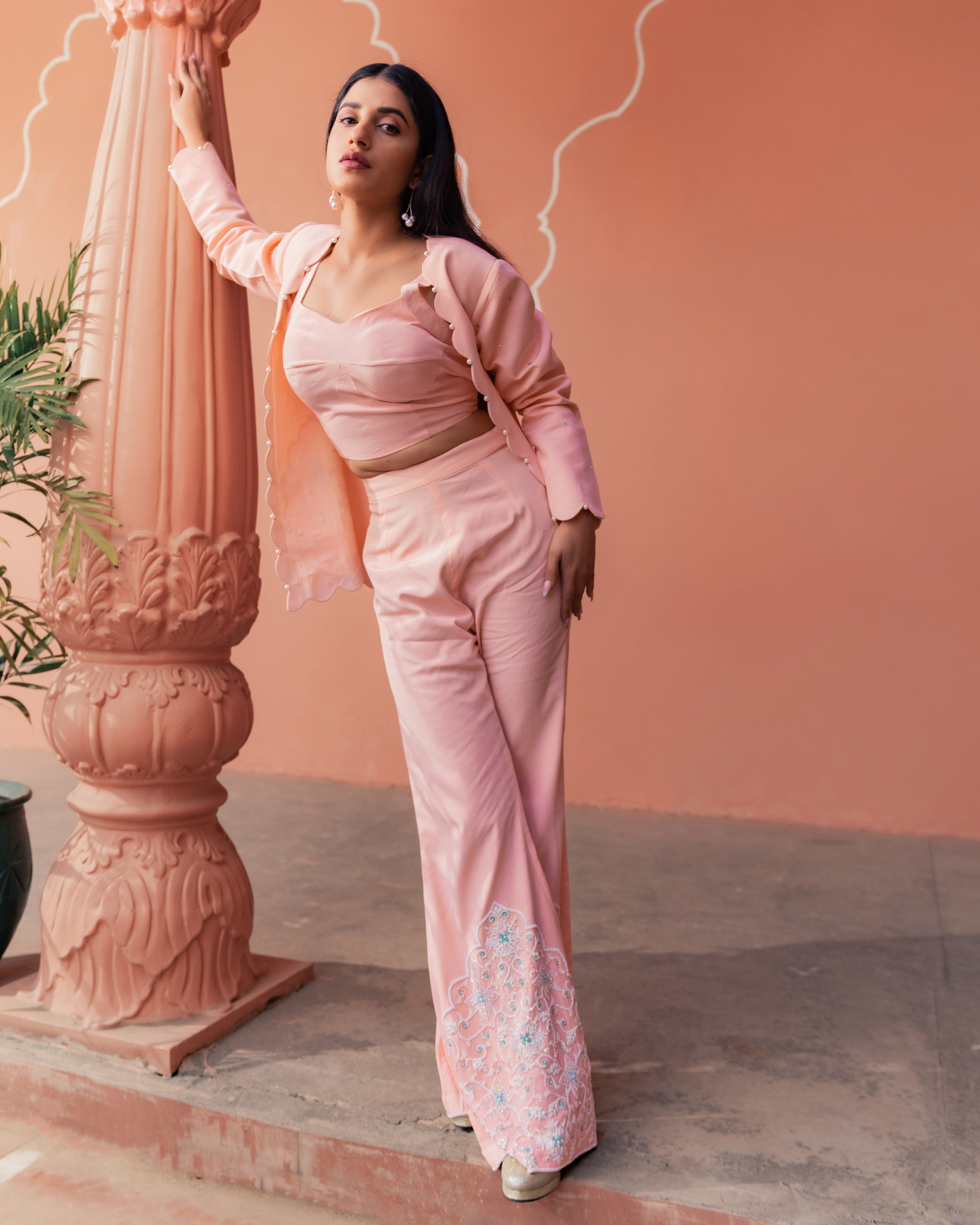 Indian Contemporary Three-Piece Set | Designer Ethnic Co-ord with Cape