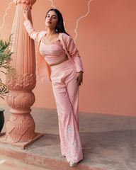 Indian Contemporary Three-Piece Set | Designer Ethnic Co-ord with Cape