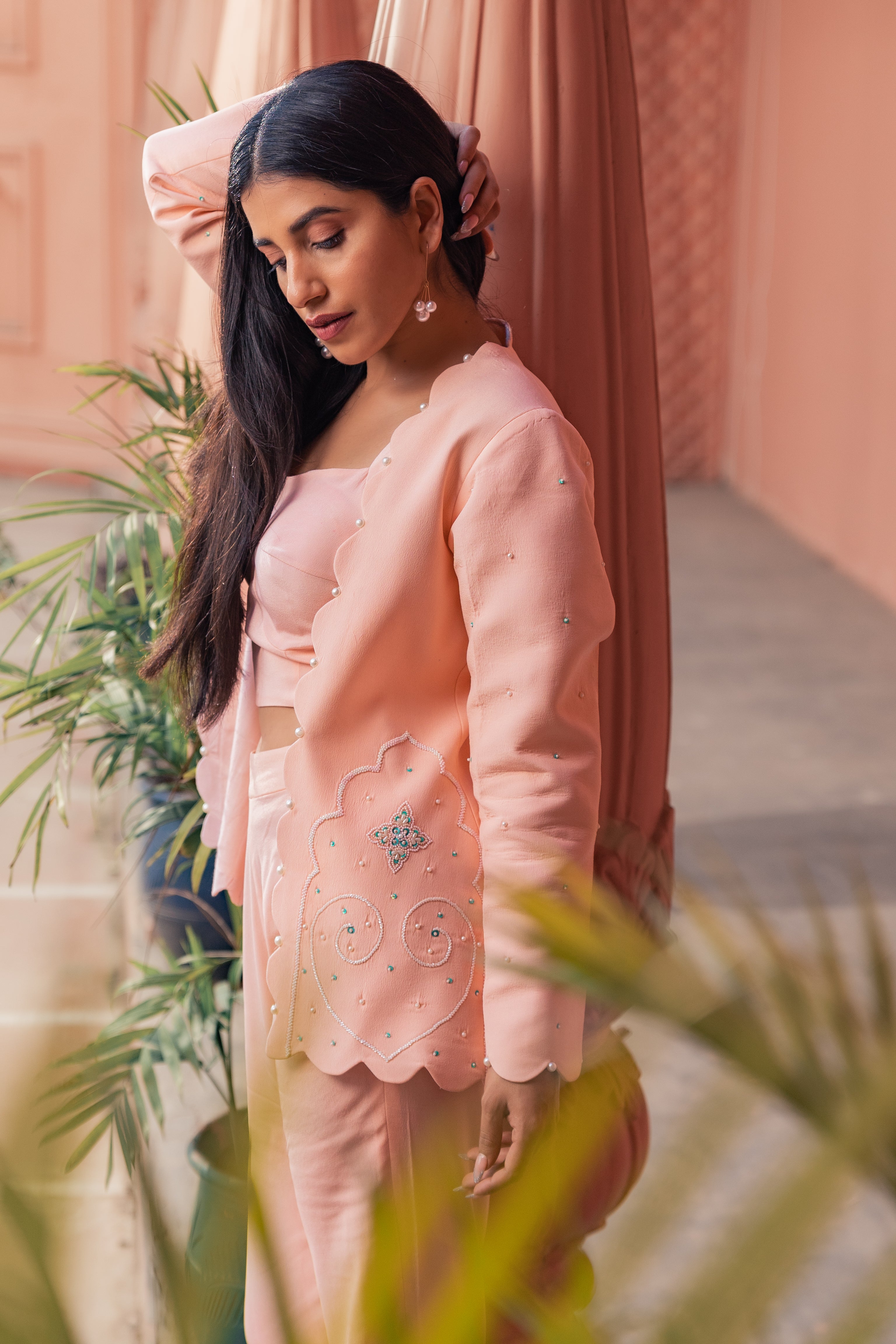 Indian Contemporary Three-Piece Set | Designer Ethnic Co-ord with Cape