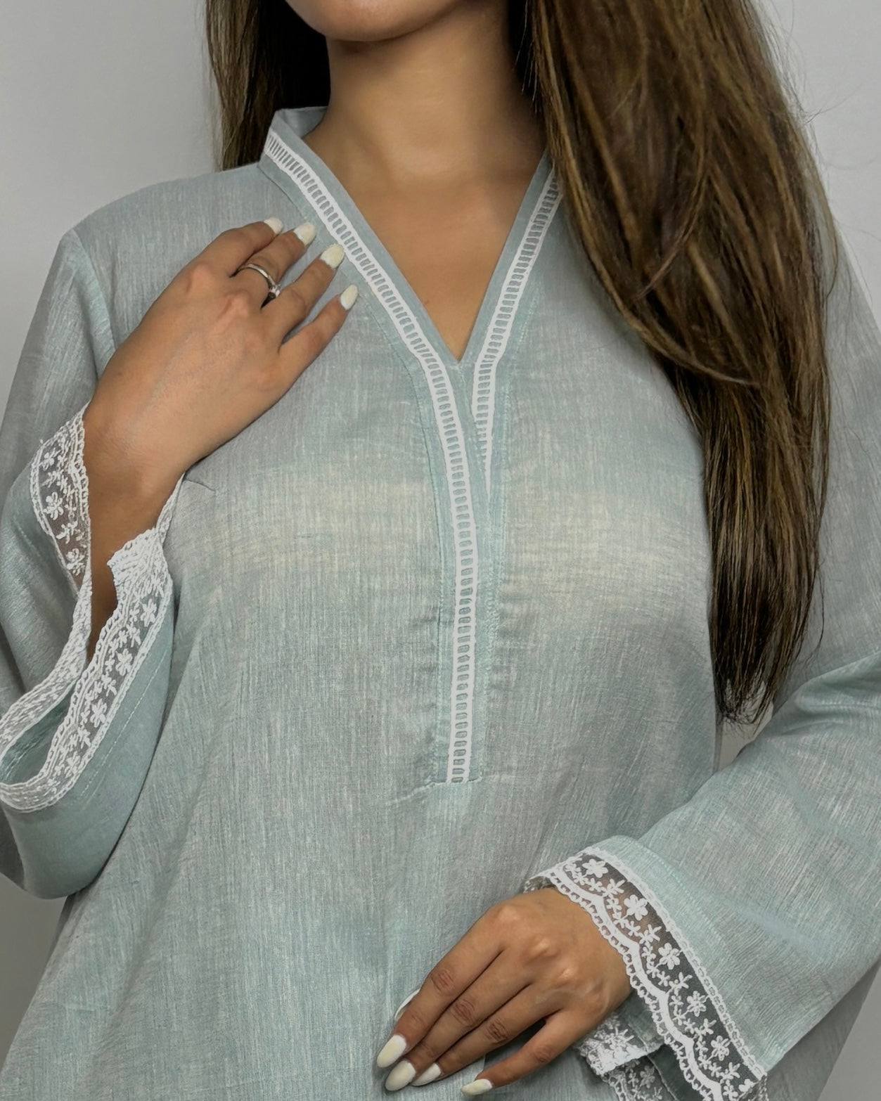 Pastel Blue Embroidered Co-ord Set – Elegant Designer Fusion Wear