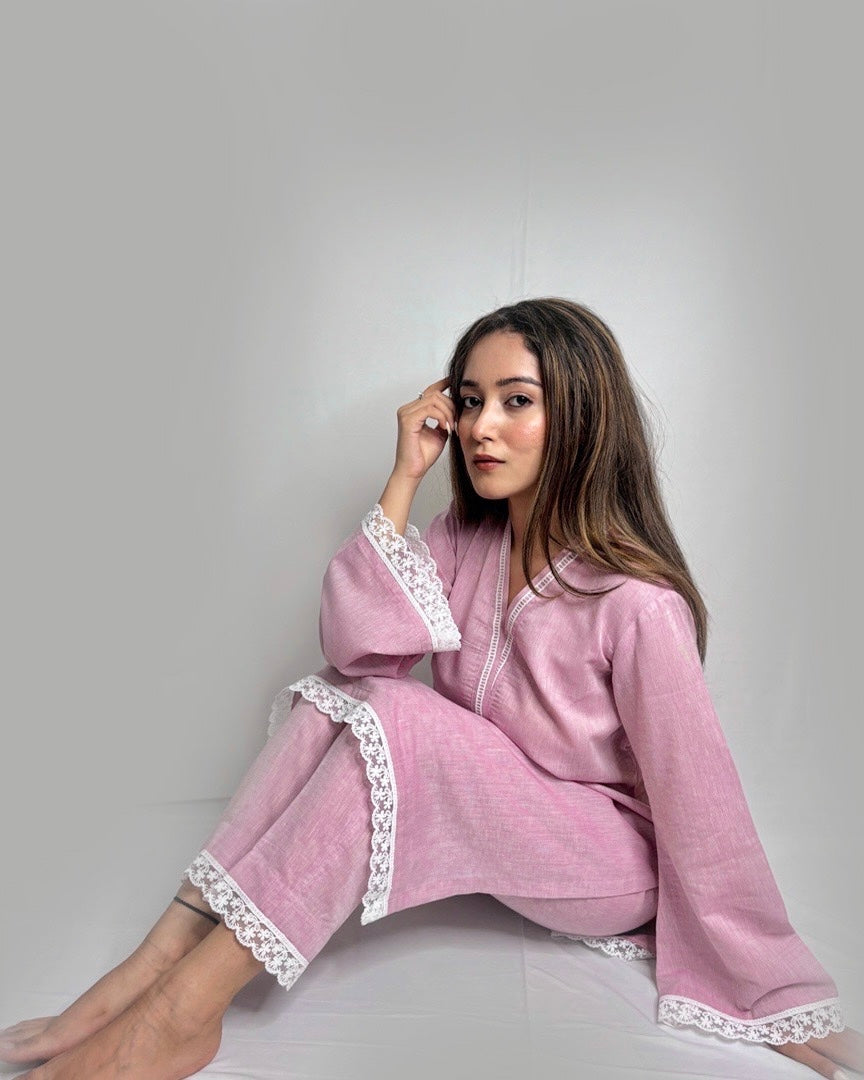 Pastel Onion Pink Embroidered Co-ord Set for Women | Elegant Festive & Party Wear