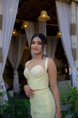 Corset-Style Blouse with Godet Bottom – Designer Two-Piece Outfit for Women