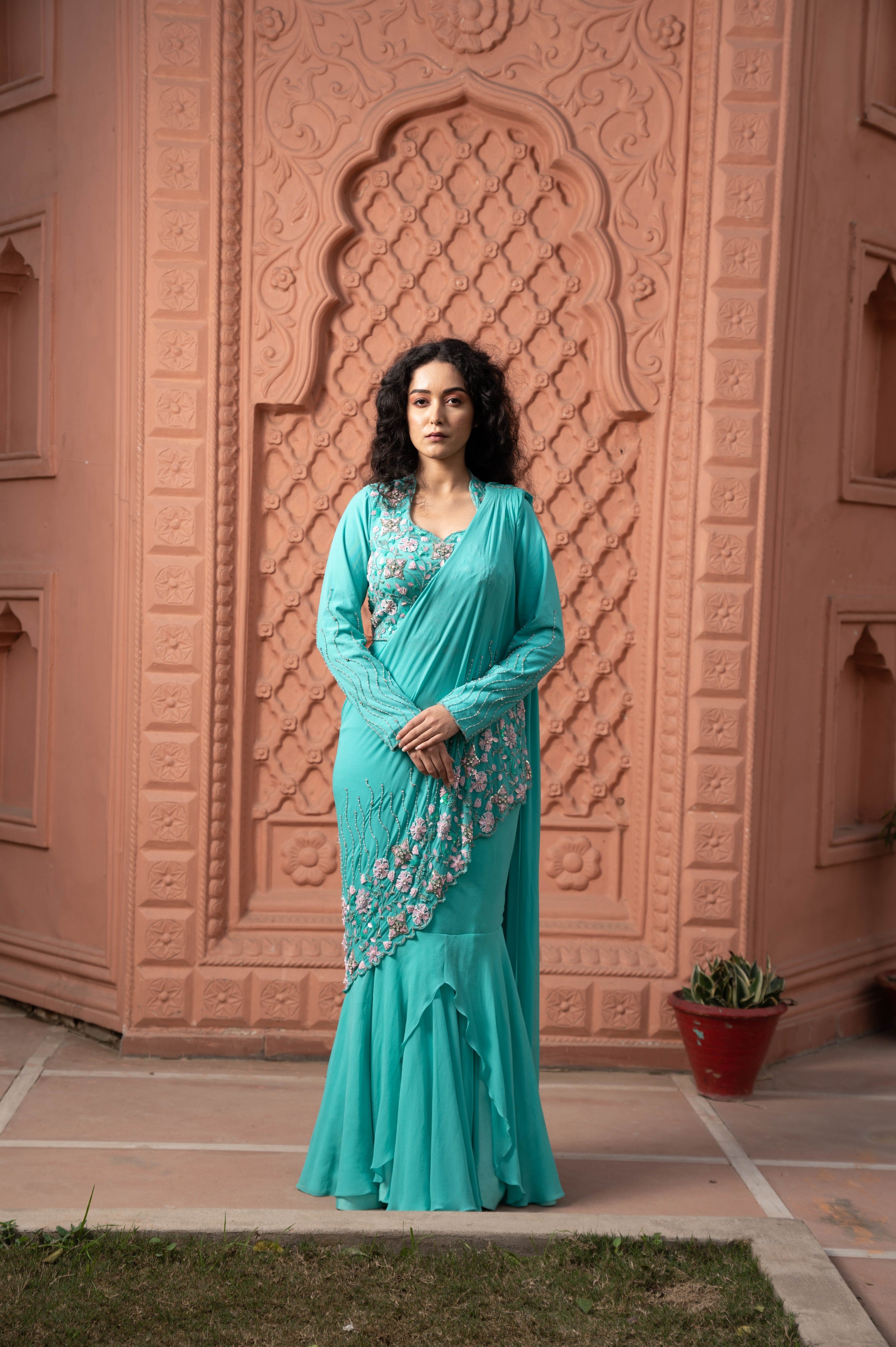 Pre-Draped Saree | Ready-to-Wear Modern Saree with Blouse